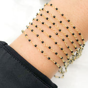 Black Spinel Gold Plated  Chain